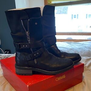 Carlos Black Moto Style Boots - Sawyer , size 8 1/2